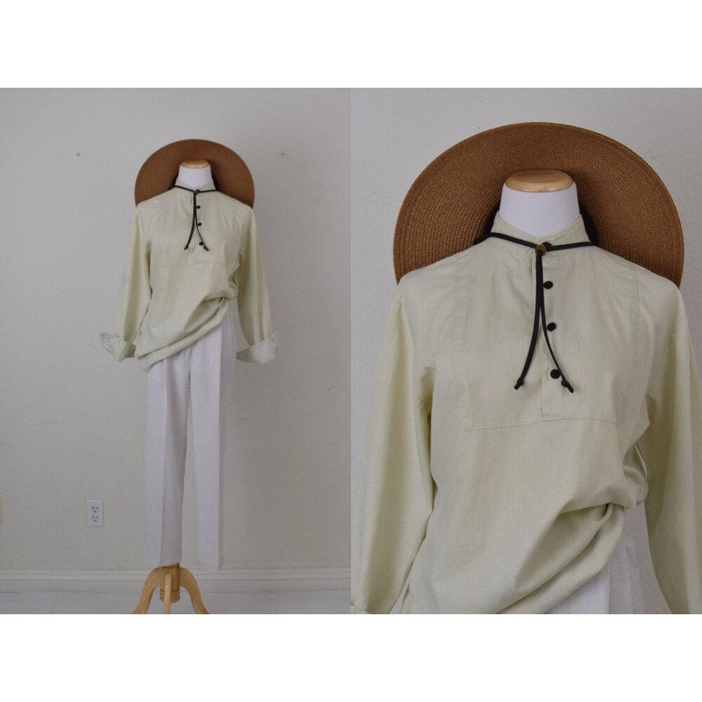 Vintage 80s All Cotton Tunic Blouse | size‎ M